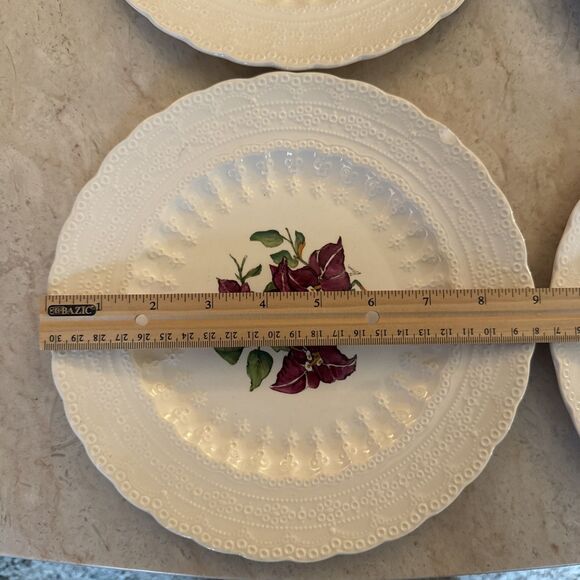 Spode England 9" Set of 4 Luncheon Plates BERMUDA FLOWERS Assorted Vintage - Picture 6 of 12